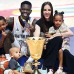 Celebration with trophy and family